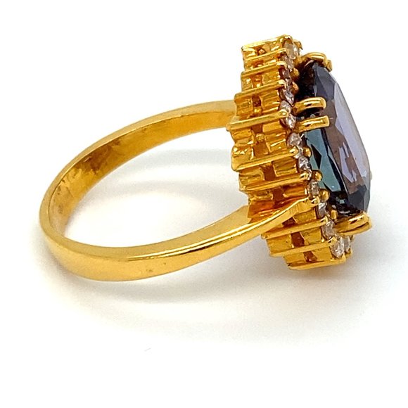 Certified Tanzanite 5.85ct Diamonds 22K Gold Ring - Picture 3 of 8